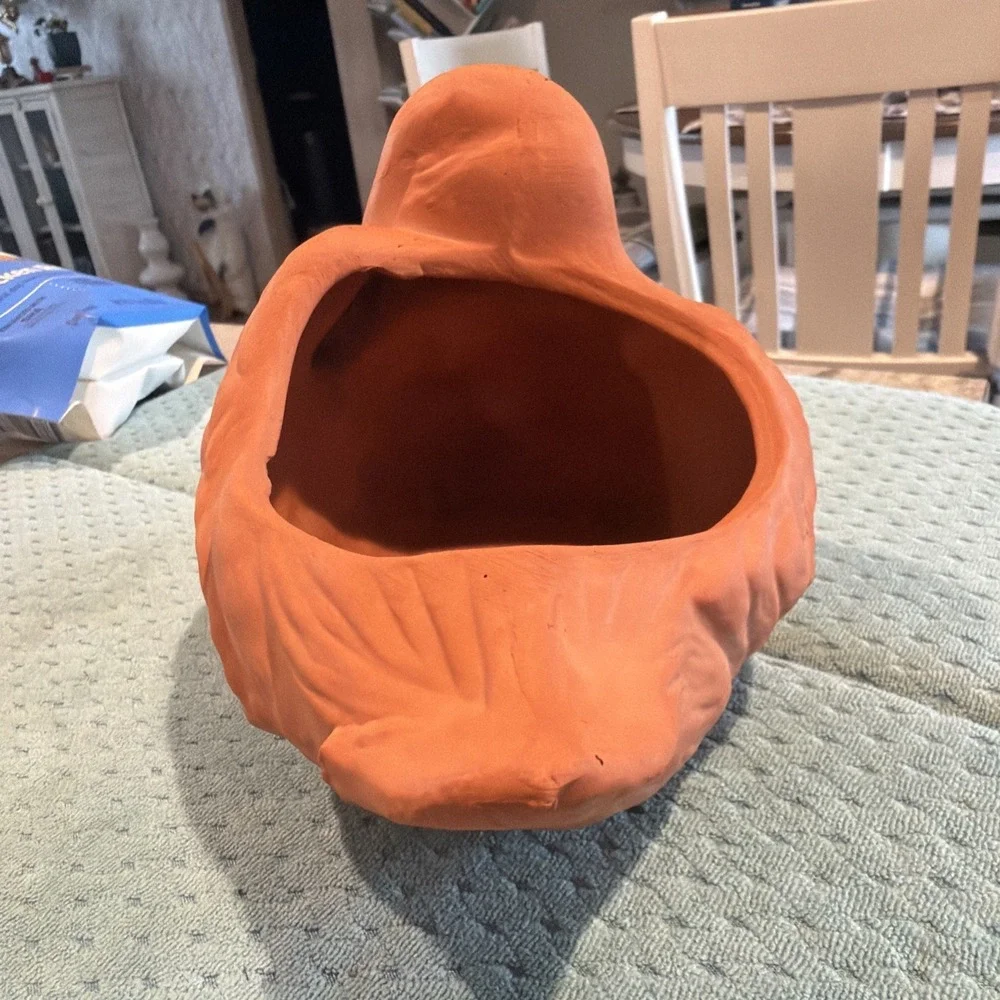Vtg Terracotta Duck Mallard Planter 9